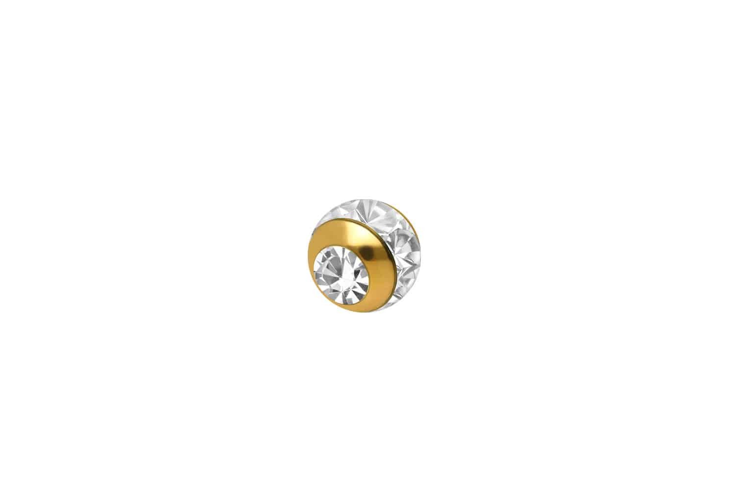 Piercing-Set Chirurgenstahl Schraubkugel EPOXY-RING + KRISTALL