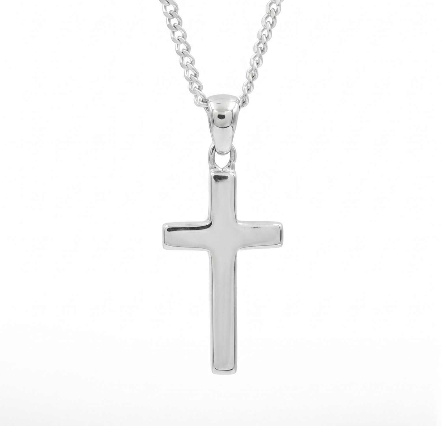 NAHLE Kette mit Anhänger Kreuz Silberkette Kreuz Kette Silber Panzerkette (2-tlg., inkl. Schmuckbox), 925 Silber / rhodiniert