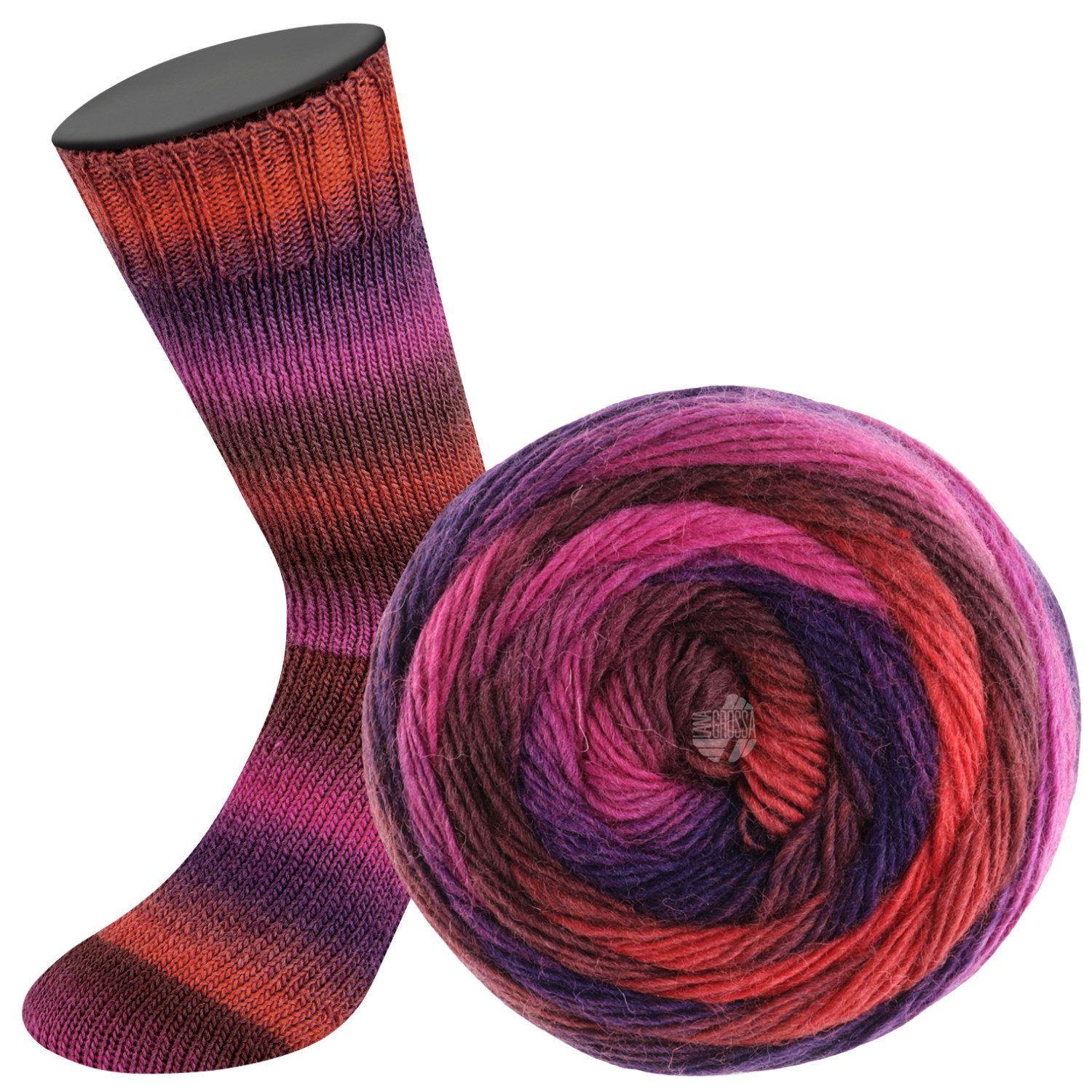 LANA GROSSA MEILENWEIT 100 g COLOR MIX Häkelwolle, 400 m (4-fach Sockenwolle - Farbexplosion), 100 g