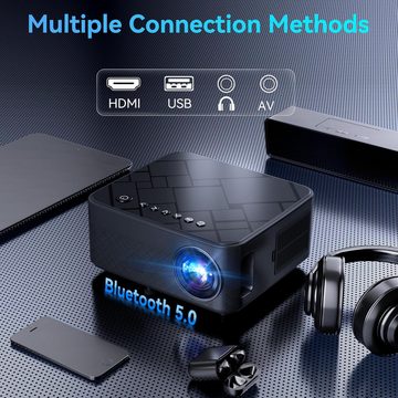 SUREWHEEL WiFi SW10 Native 1080P Unterstützt 4K Video Portabler Projektor (20000 lm, 10000:1, 1920*1080 px, kompatibe Bluetooth/TV-Stick/HDMI/USB/Telefon/Tablet/Spielekonsole)