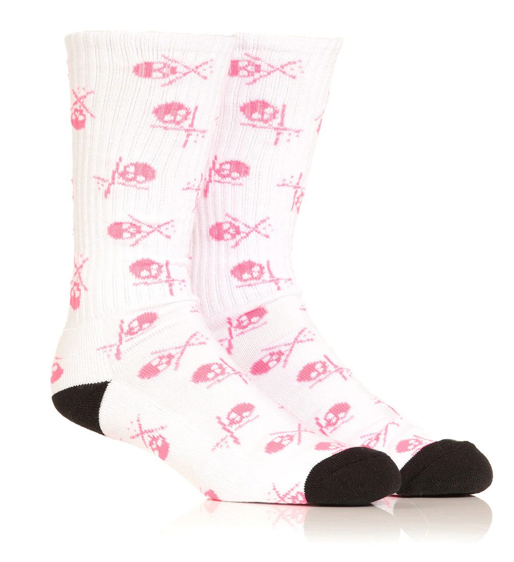 Sullen Clothing Freizeitsocken Badged Weiß-Pink Logo Totenkopf Skull Schädel Tattoo