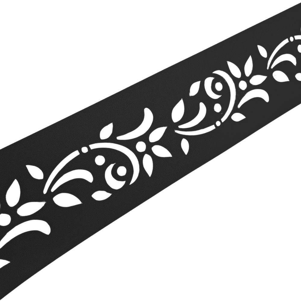 zaunzu Sichtschutzstreifen PREMIUM Dekor Floral1 Sichtschutz Schwarz 2,55m, (1x Einzelstreifen, Lasermuster für Deinen Doppelstabmattenzaun Laserstreifen), 5 Jahre garantierte Farbechtheit, UV-beständig