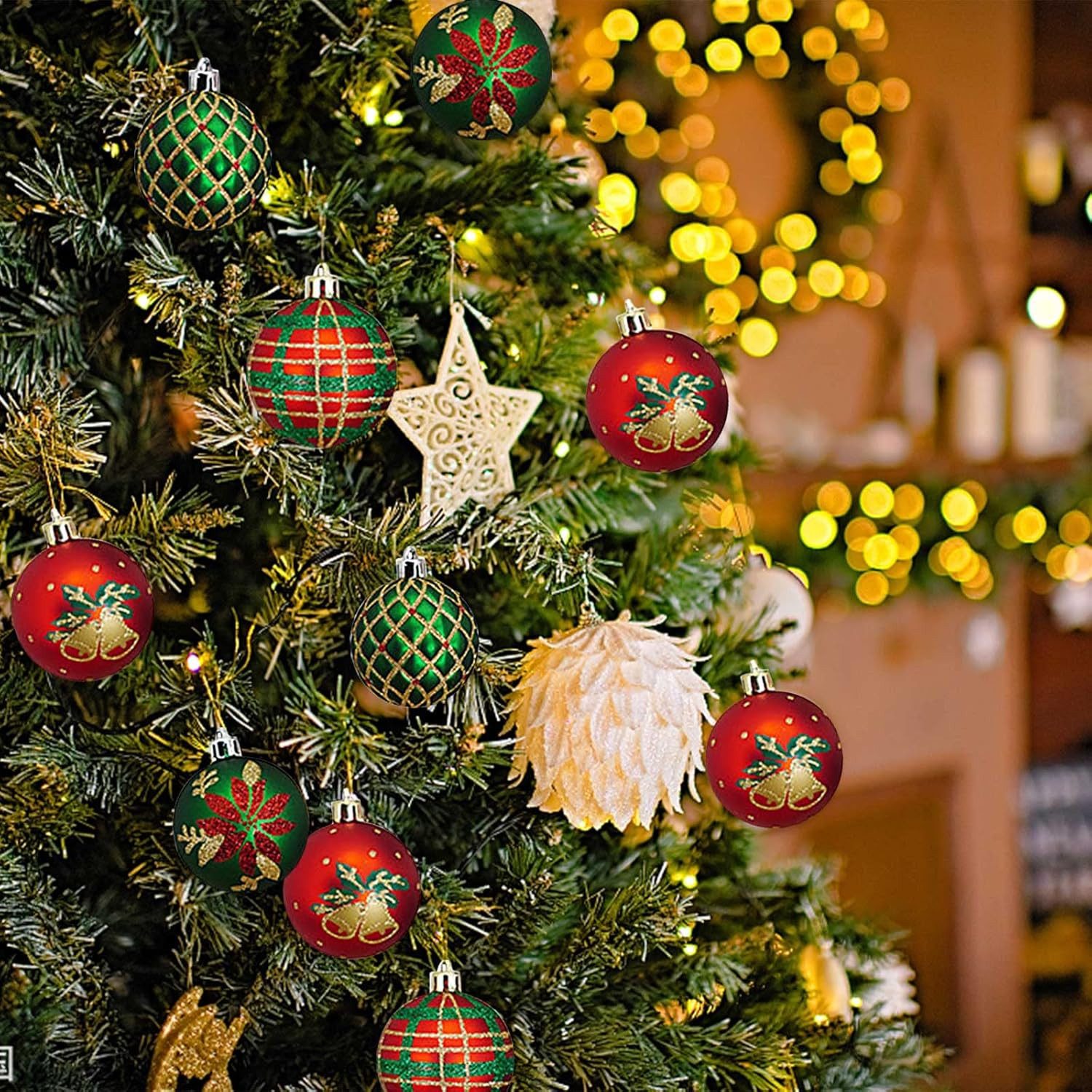 Coonoor Weihnachtsbaumkugel 9-teilige Weihnachtsdekor-Kugeln, Weihnachtsbaum-Hänge-Dekoration