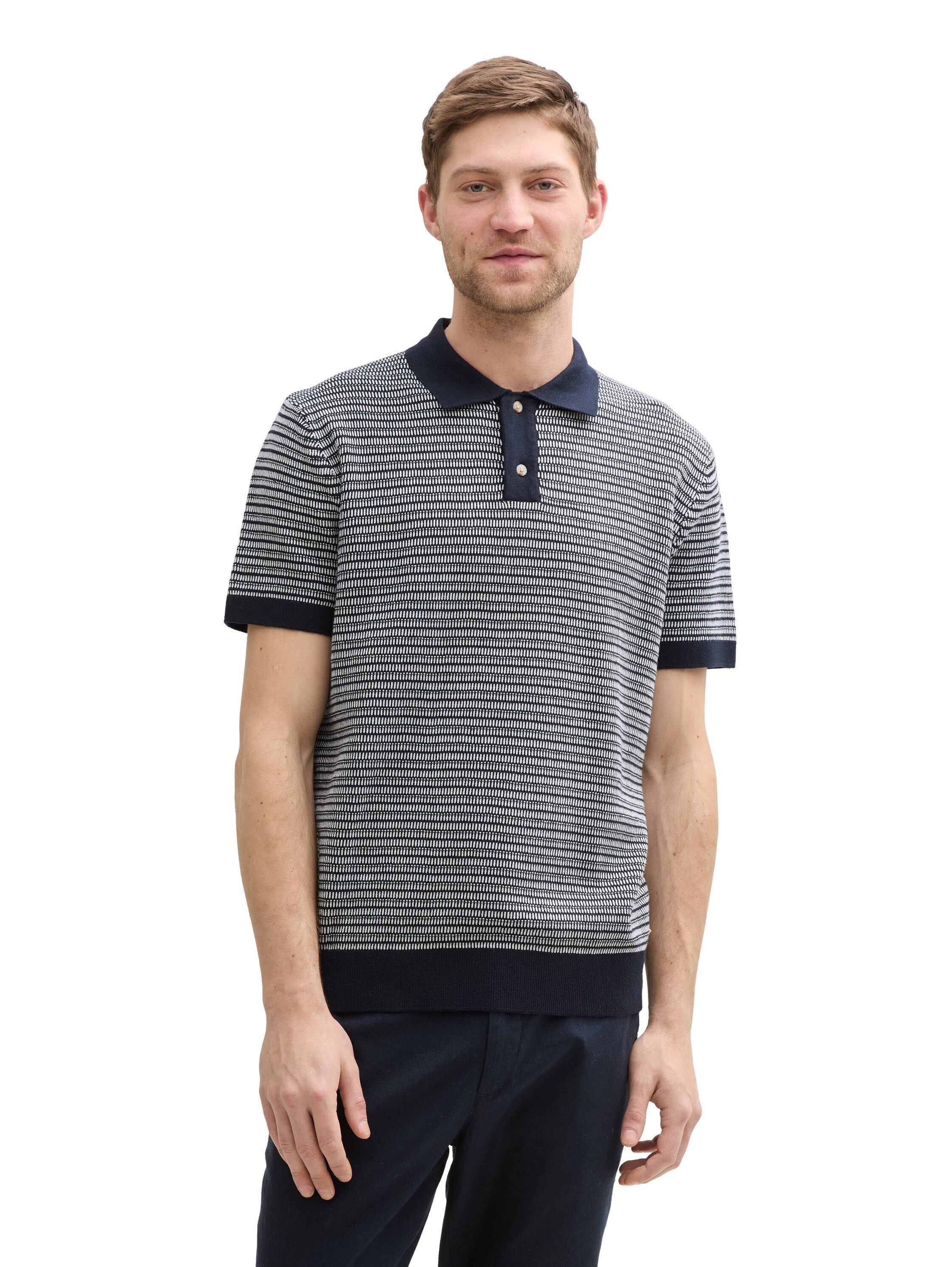 TOM TAILOR Kurzarmpullover mit Strick-Muster und Polo-Kragen günstig online kaufen