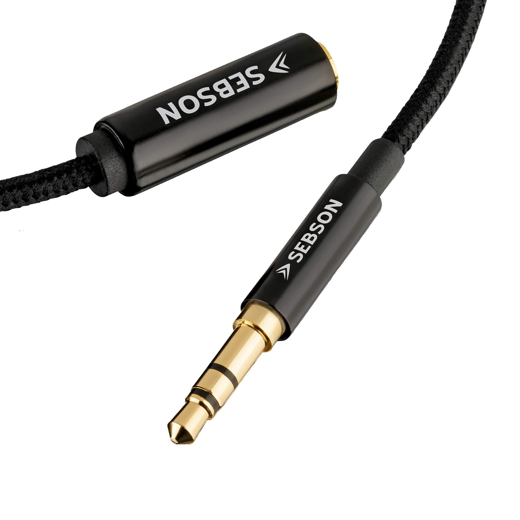 SEBSON Audio Kabel - AUX Verlängerung 1m - Klinke 3,5mm Verlängerungskabel Optisches-Kabel, (100 cm)