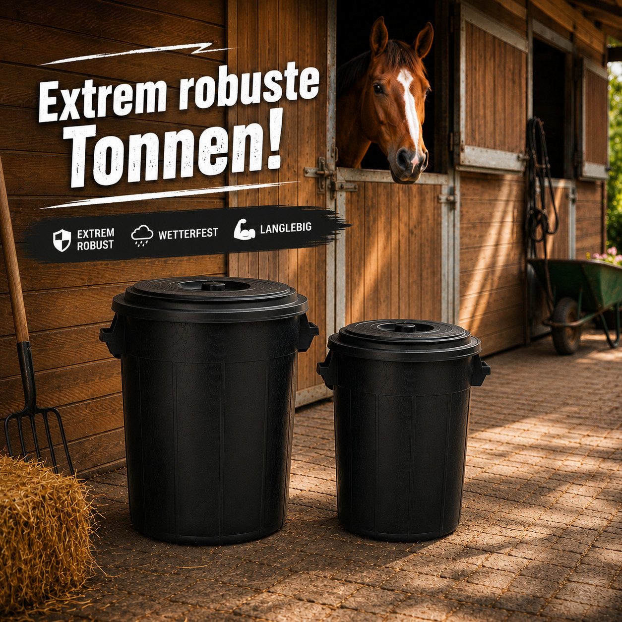 BigDean Mülleimer Universaltonne Schwarz in verschiedenen Größen, Inklusive Hebeknauf, Robust, Made in Italy – Bild 2 von 5