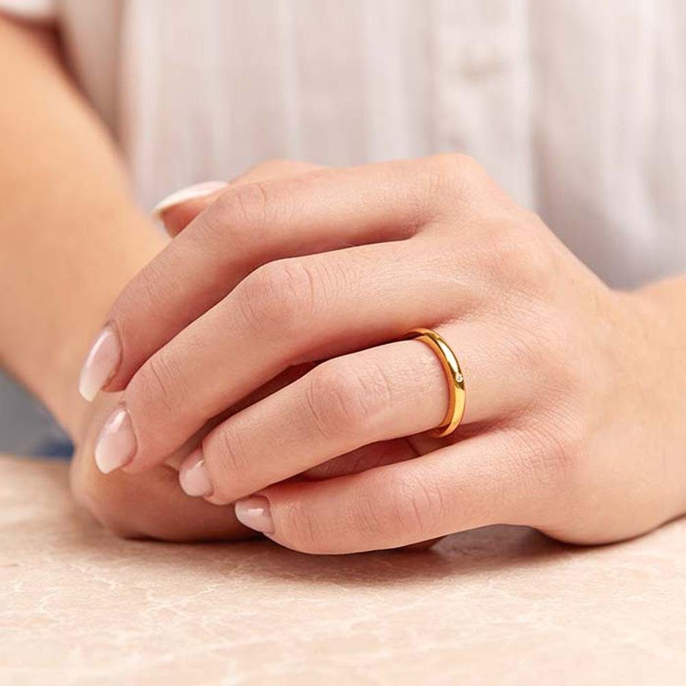 Unique Silberring Vergoldeter 925er Unique Silber Damen Ring 2,7mm breit R8561cz