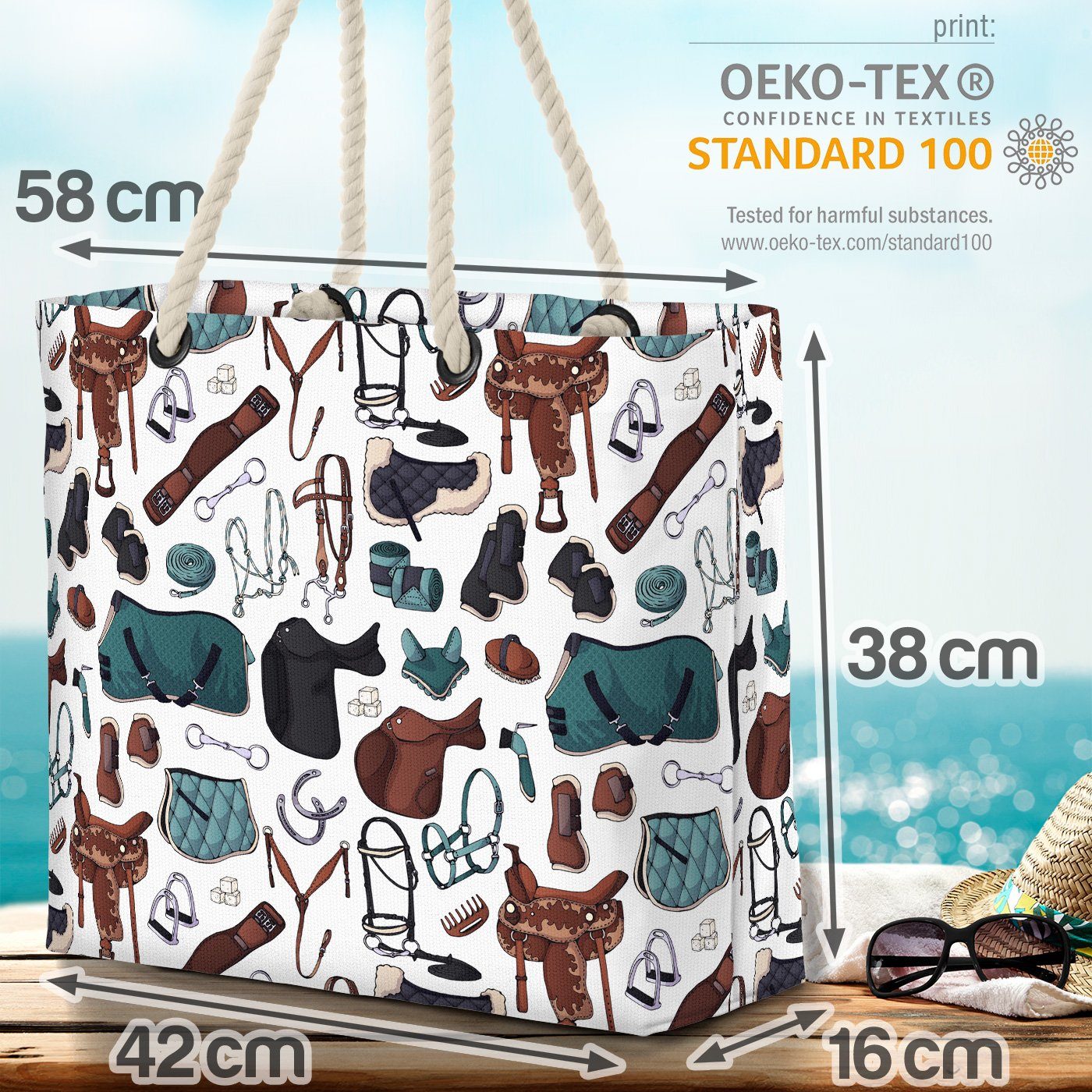VOID Strandtasche (1-tlg), Reiten Sattel Zubehör Pferde Sport Reitsport Stiefel Zaumzeug Züchten