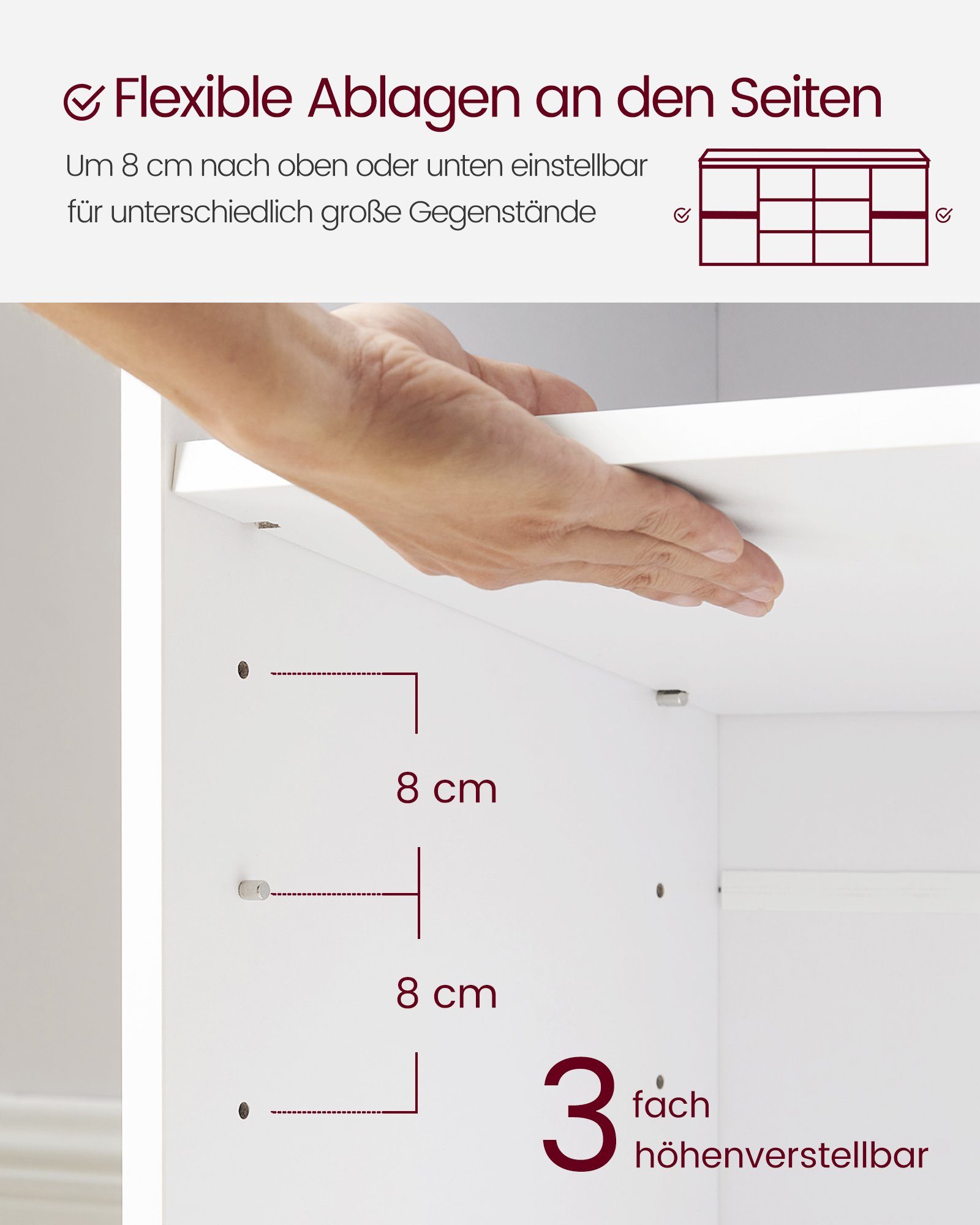 VASAGLE Garderoben-Set, (2-St), Wandgarderobe und Schuhbank, 10 offenen Fächern