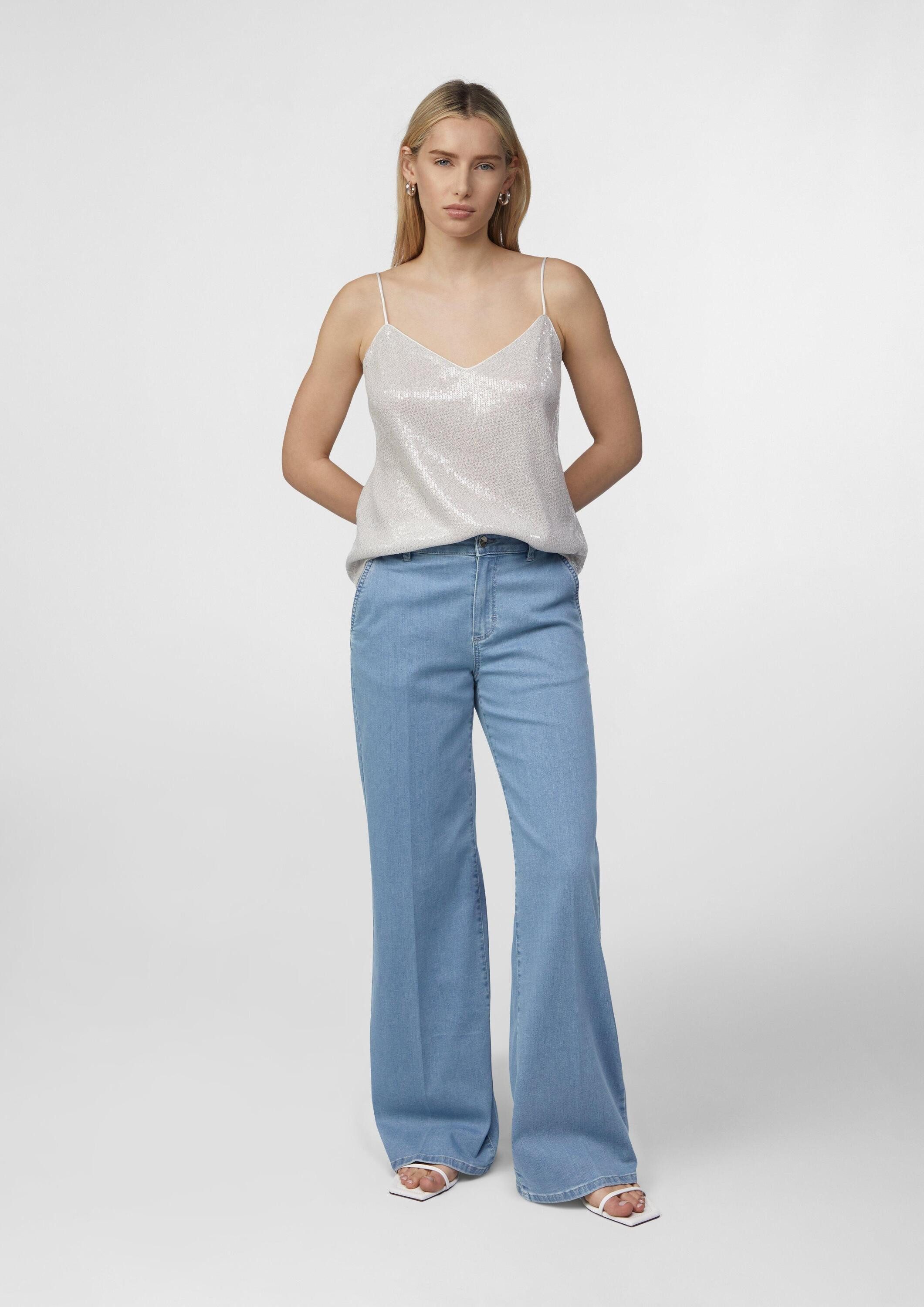 comma Weite Jeans Jeans-Hose Elastische Wide-Leg-Jeans im Loose Fit