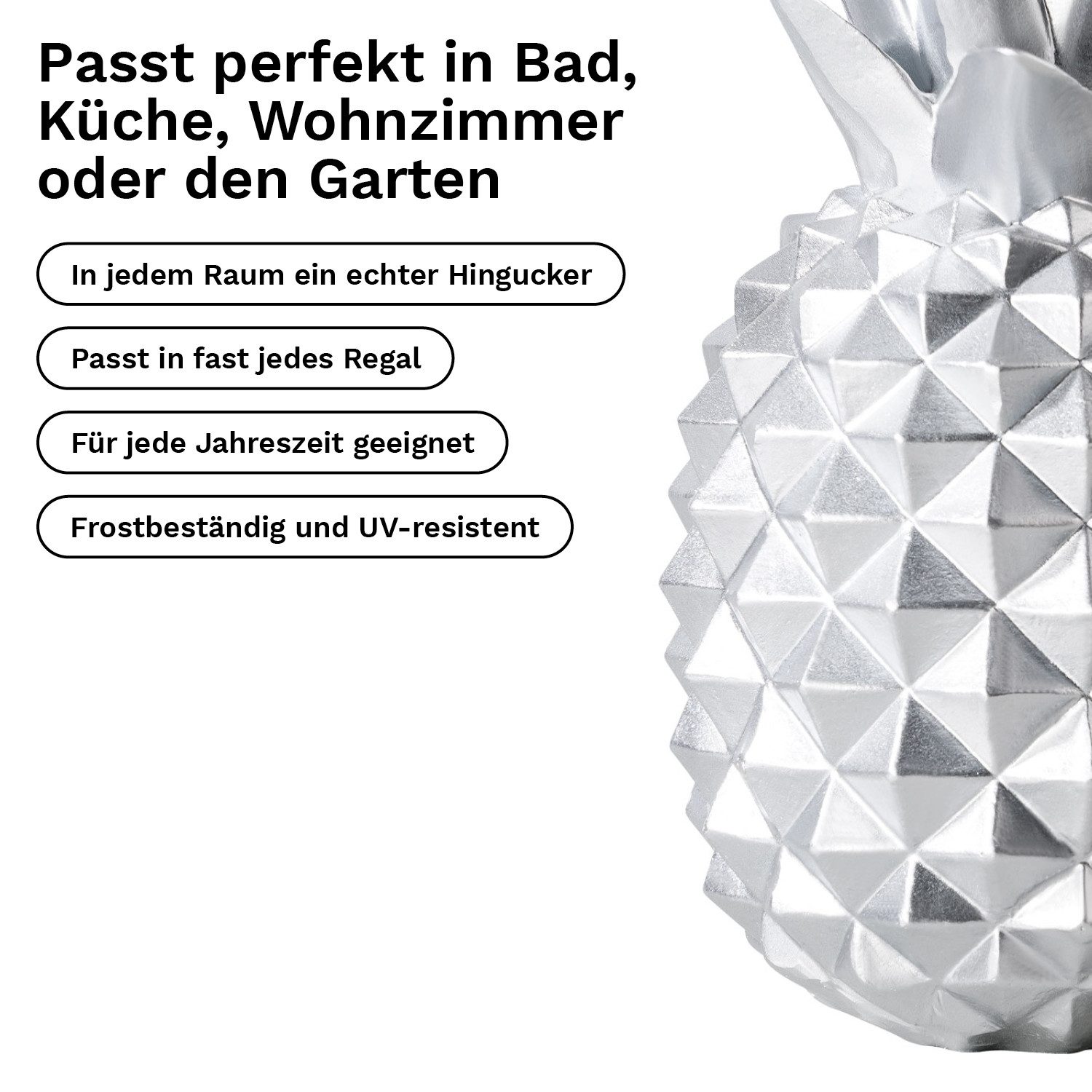 shelfmade Dekofigur Deko Ananas Wohnzimmer Tischdeko aus Kunstharz - Ananas aus Polyresin – Bild 5 von 5