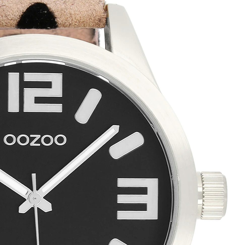 OOZOO Quarzuhr Damenuhr C0901 – Schwarz – Animalprint-Lederband – 46 mm günstig online kaufen