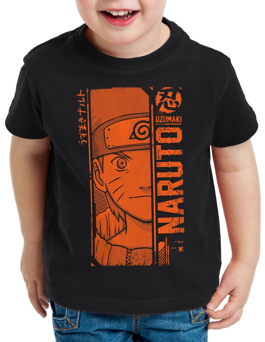 style3 Print-Shirt Kinder T-Shirt Uzumaki Orange ninja anime manga cosplay kakshi hatake