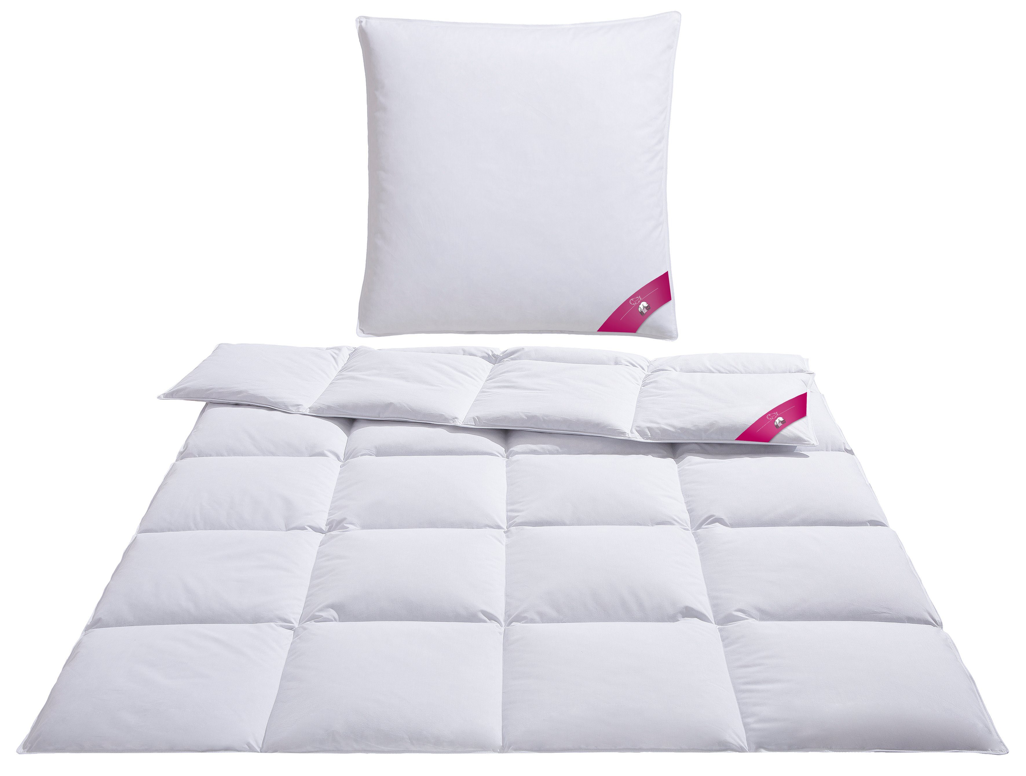 RIBECO Daunenbettdecke + Kopfkissen Johanna, Füllung: Bettdecke: 80% Daunen günstig online kaufen