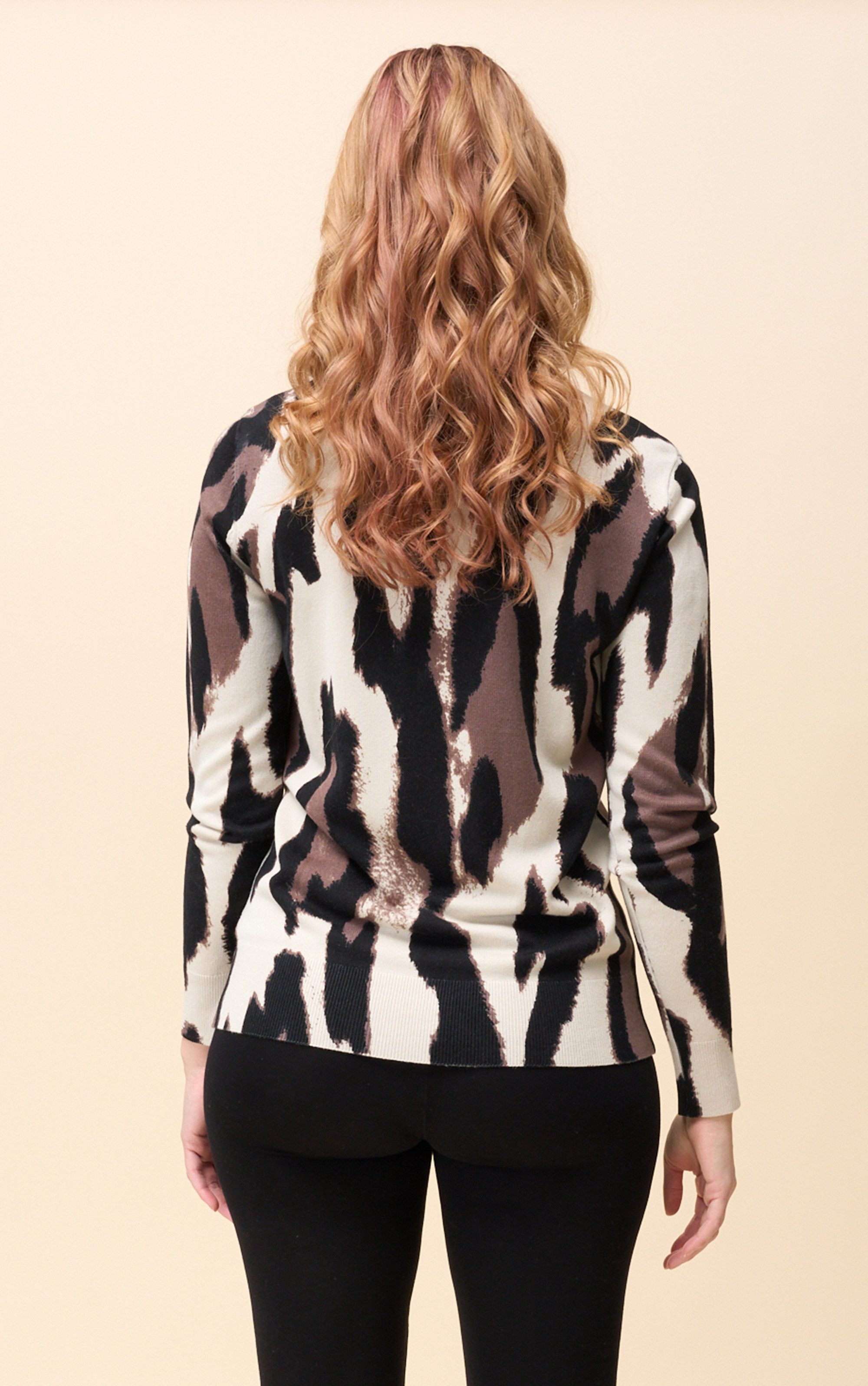 Passioni 2-in-1-Strickjacke Twinset im abstrakten Animalprint günstig online kaufen