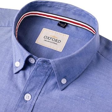 KIKI Blusentop Oxford Herren Hemd Bügelfrei Regular Fit Hemd Langarm Casual Hemd