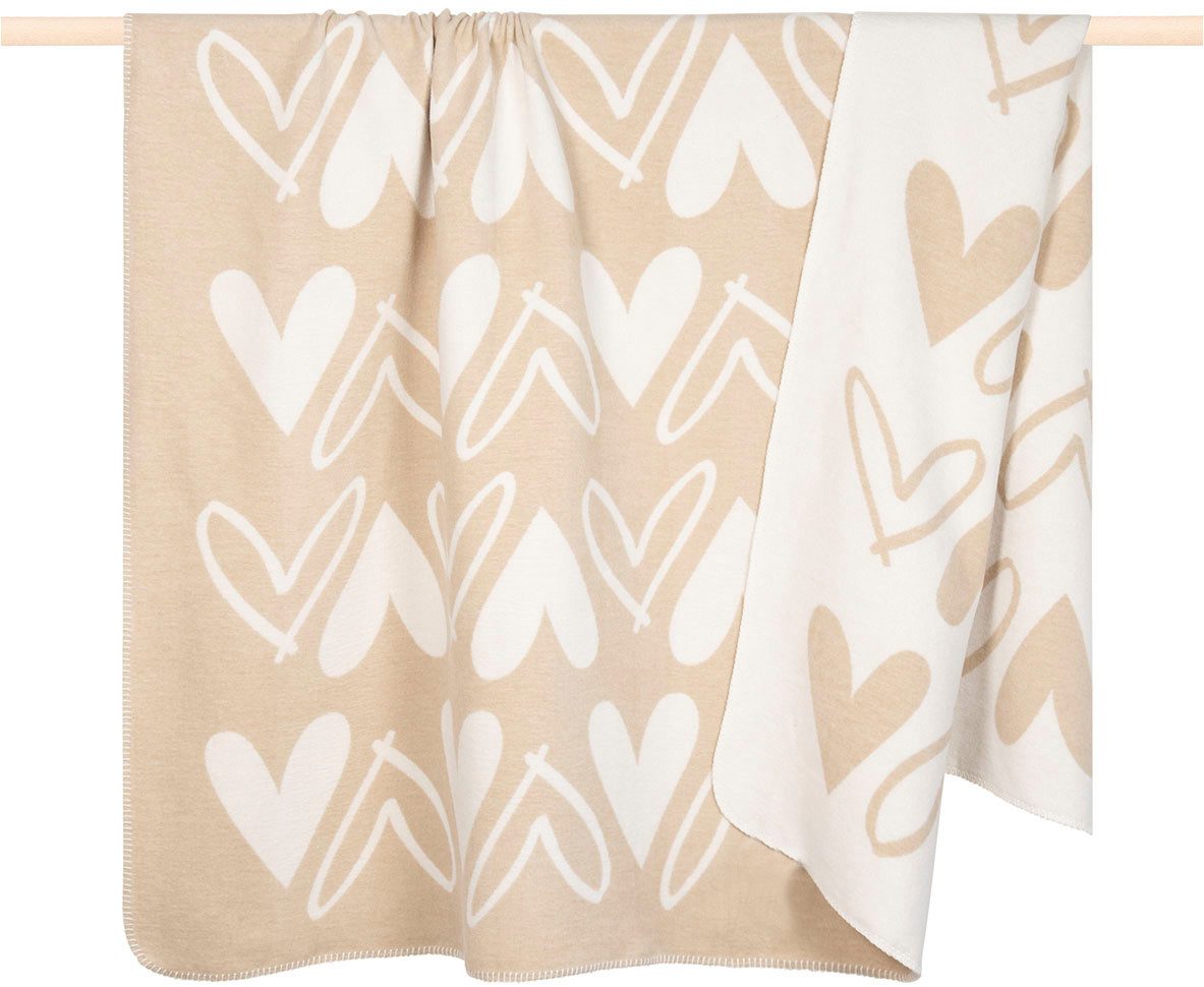 Wohndecke Heart, PAD, mit Wendefunktion und geketteltem Zierstich