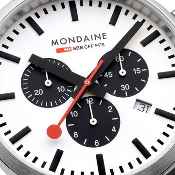 MONDAINE Quarzuhr Chronograph Weiß/Schwarz 41 mm