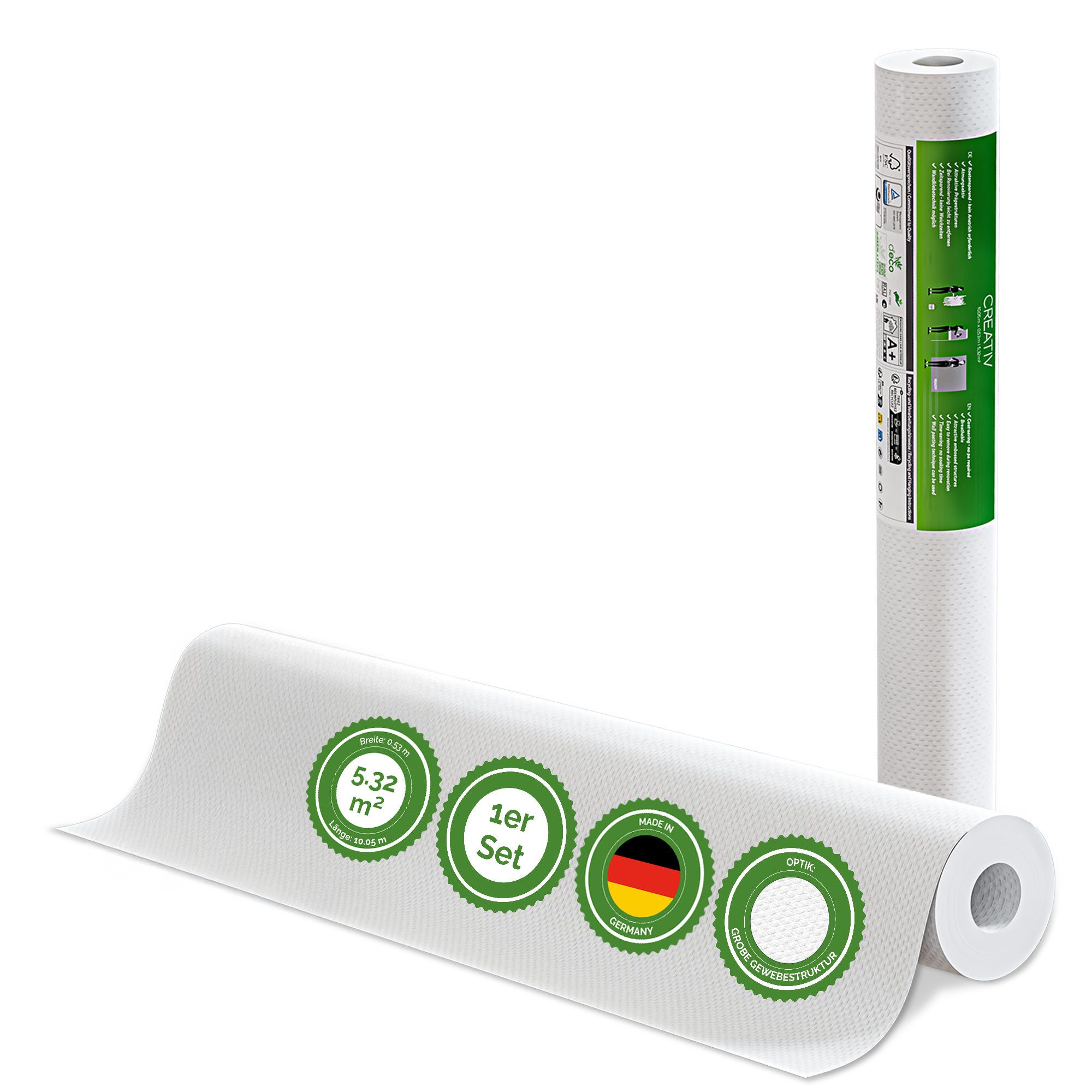 Veluxis Vliestapete Veluxis® Premium Vliestapete Creative, uni, Überstreichbar, atmungsaktiv & hochwertig - Wandtapete Made in Germany