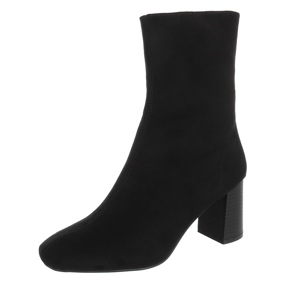 Ital-Design Damen Stiefelette mit Blockabsatz und schmalem Schaft Stiefelette (92268955) Blockabsatz Stiefeletten in Schwarz