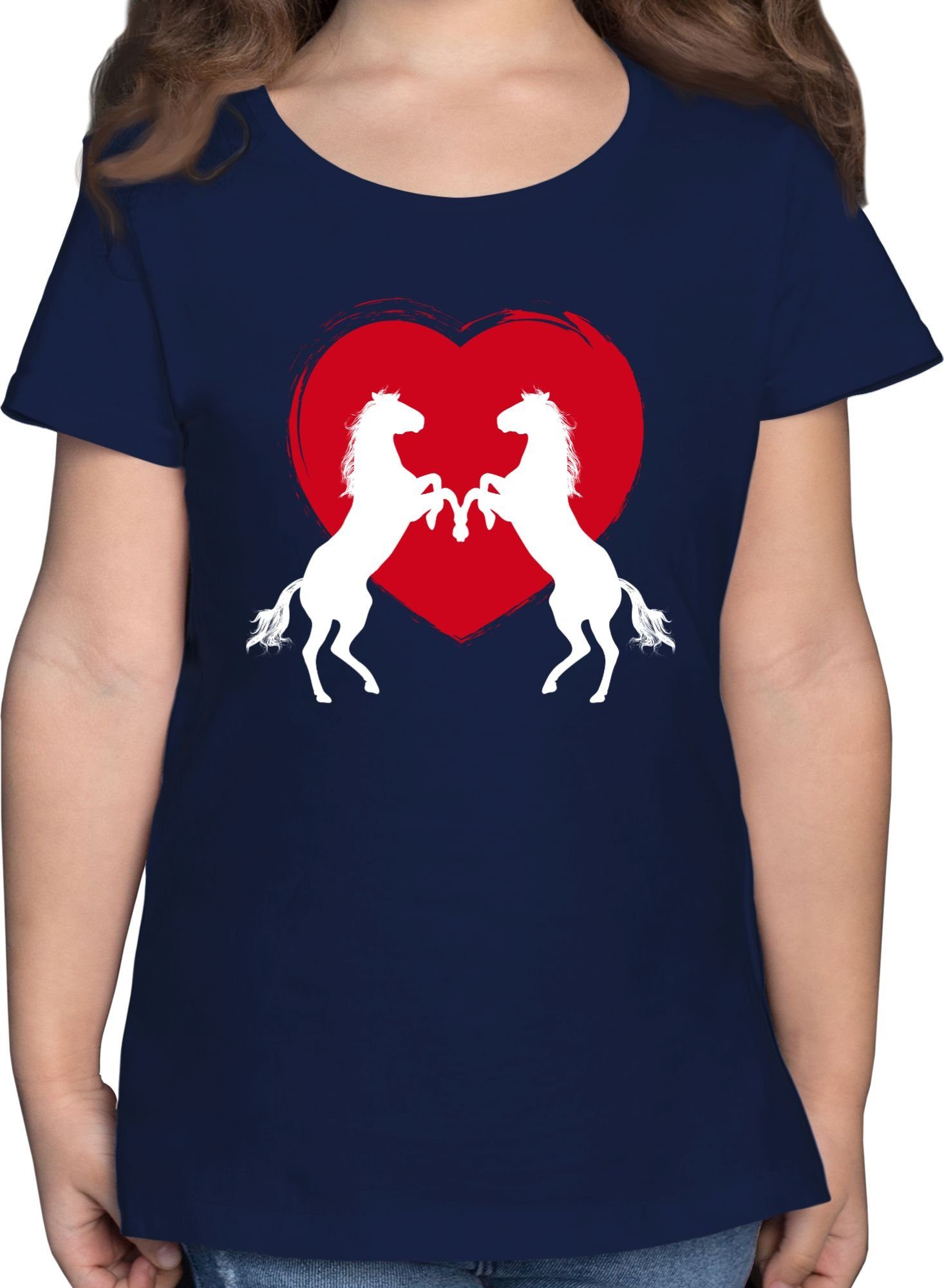 Shirtracer T-Shirt Pferde mit Herz Pferd 3 Dunkelblau