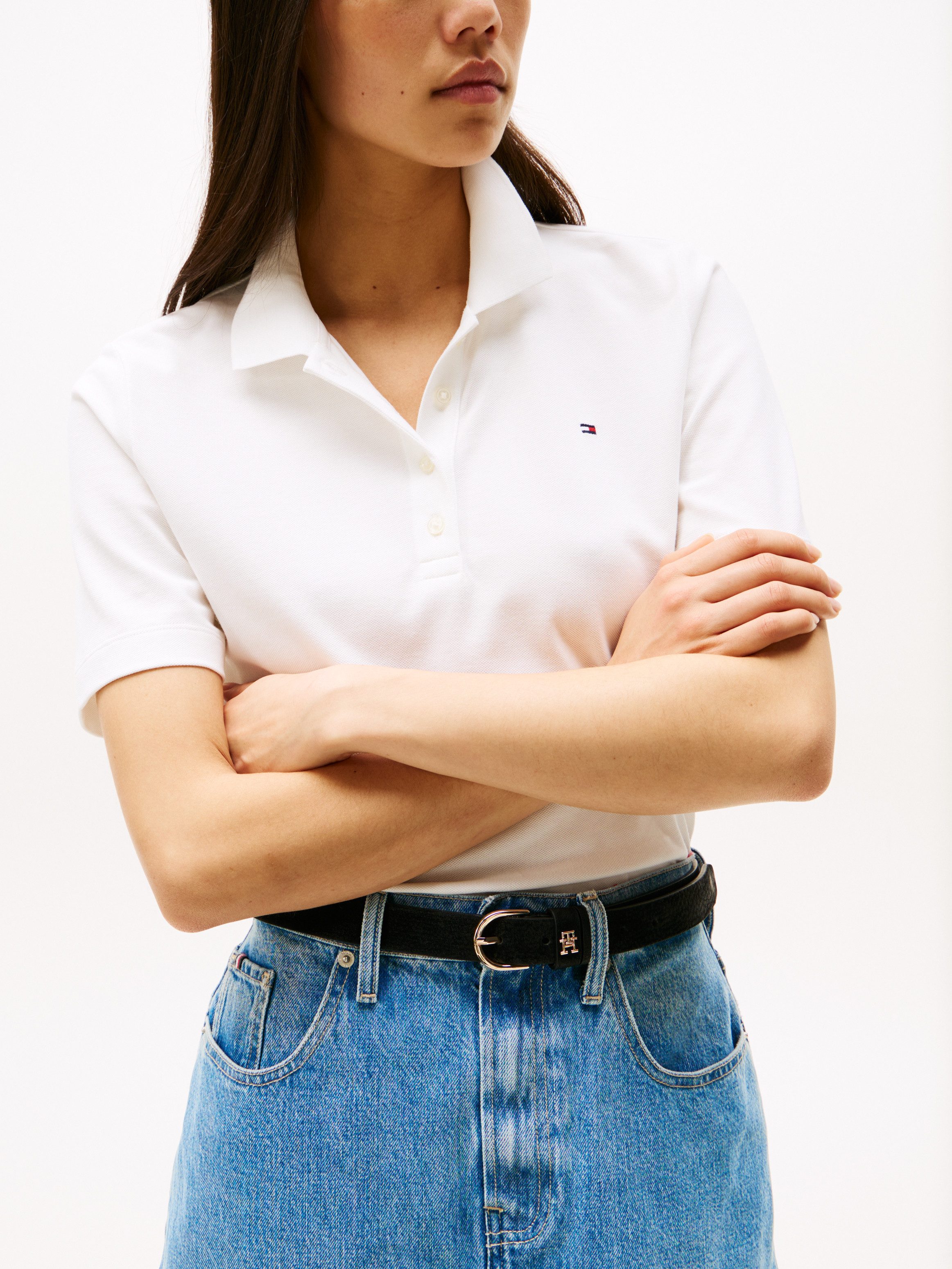 Tommy Hilfiger Poloshirt 1985 REG PIQUE POLO mit Logo-Stickerei, Seitenschlitze, Regular Fit