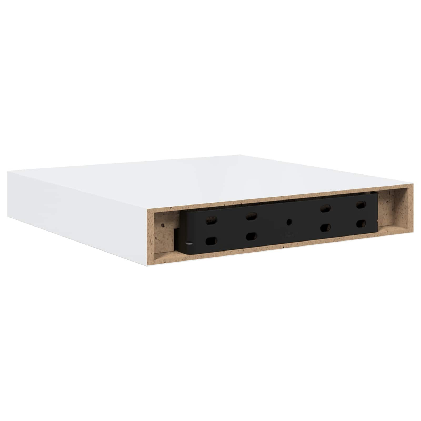 furnicato Wandregal Schweberegal 23 x 23,5 x 3,8 cm Hochglanz-Weiß mit Metallrahmen, 1-tlg., Unsichtbares Wandboard mit Wabenplatten-Design für Dekoartikel – Bild 2 von 5