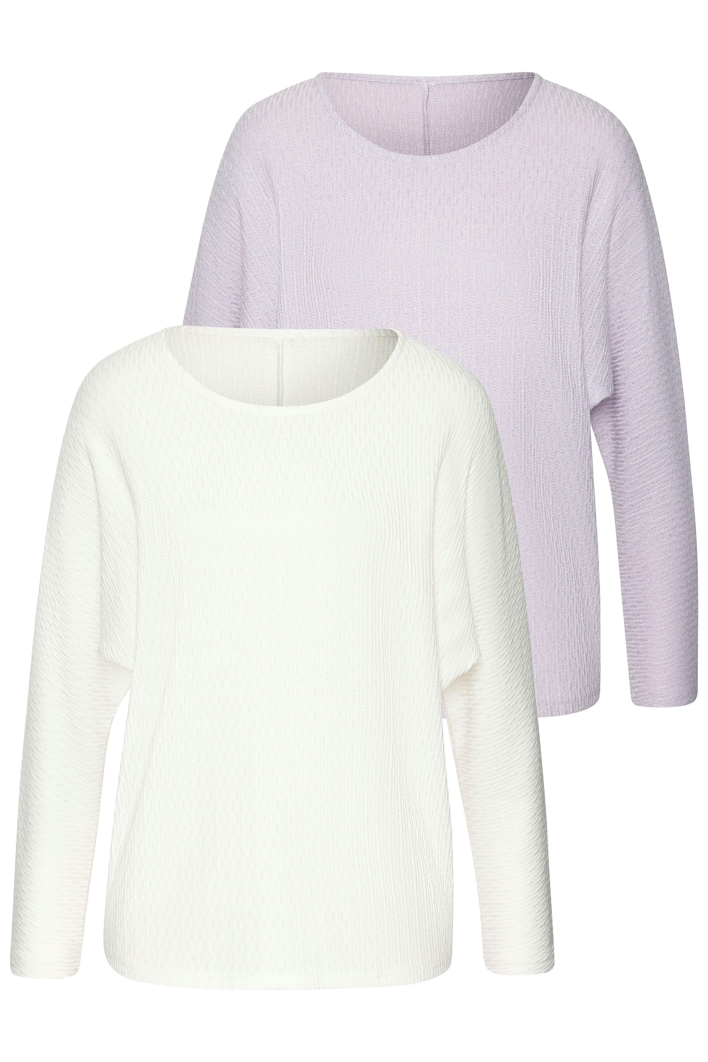 Vivance by Lascana Langarmshirt in modischer Struktur-Optik (2er-Pack) aus pflegeleichter Strickqualität mit Viskose