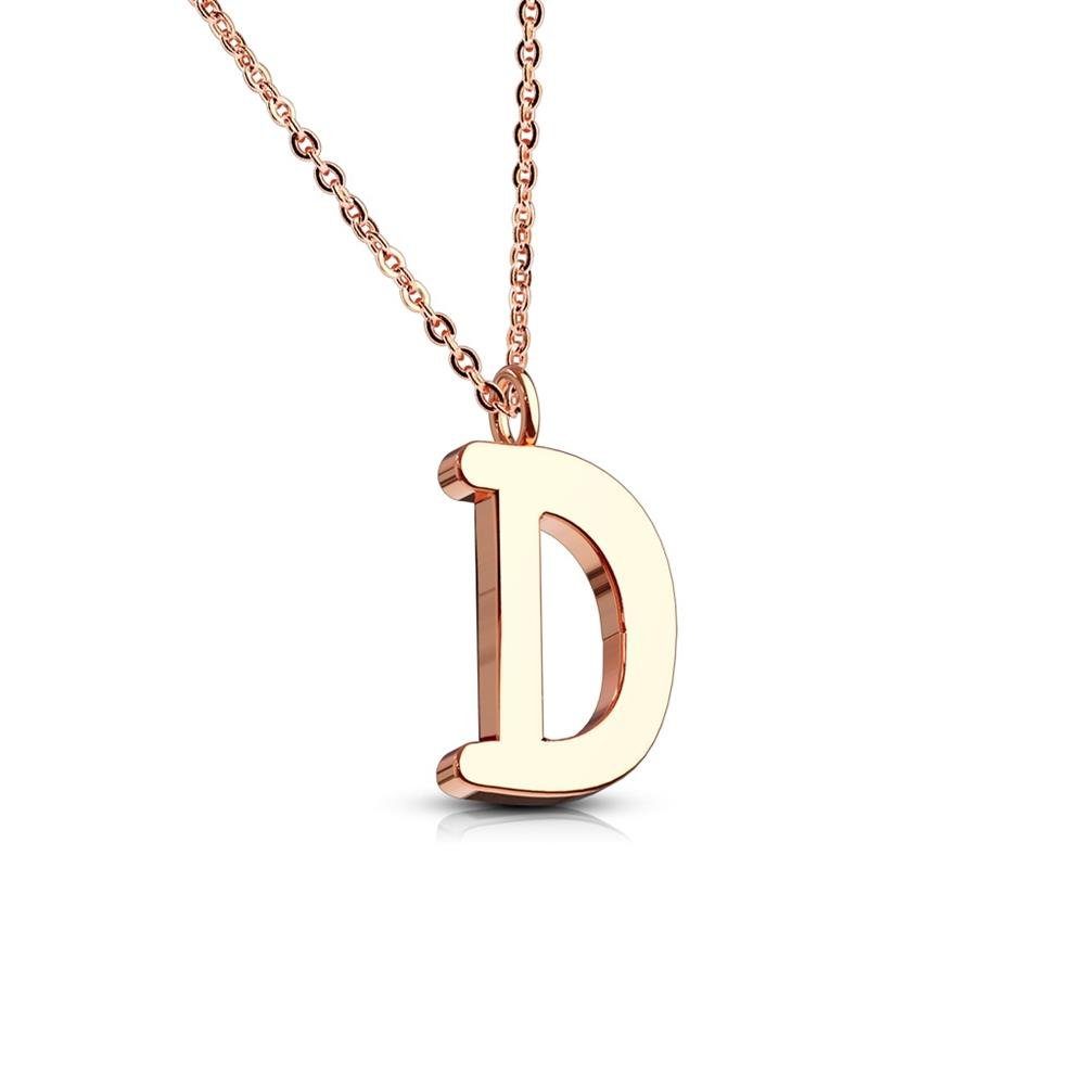 BUNGSA Ketten-Set Kette Buchstaben Anhänger Rosegold aus Edelstahl Damen (1-tlg), Halskette Necklace D | klar