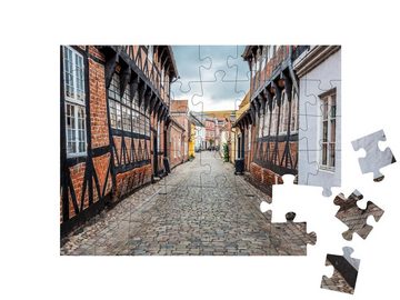 puzzleYOU Puzzle Straße mit alten Häusern, Königsstadt Ribe, 48 Puzzleteile, puzzleYOU-Kollektionen Dänemark, Skandinavien