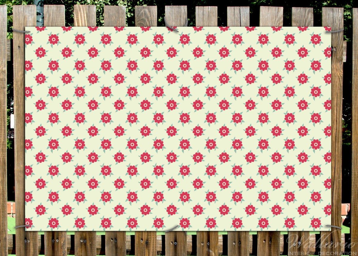 Thumbnail - Wallario Sichtschutzzaunmatten Muster mit Blüten und Blättern, rund