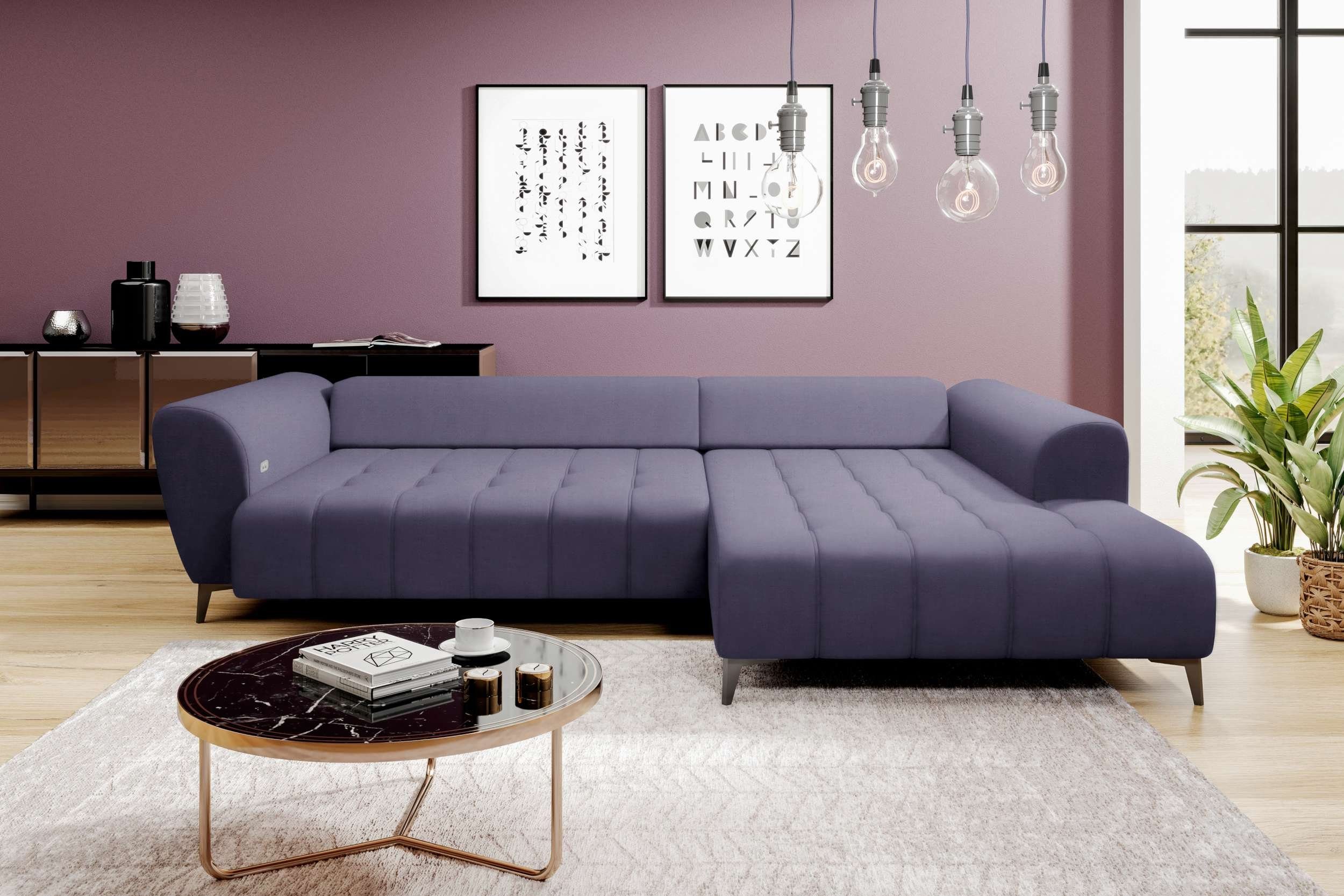 Eckcouch, links Bettfunktion, wahlweise mane Sitztiefenverstellung Stylefy Ecksofa mit L-Form, inklusive oder bestellbar, Jordan, rechts