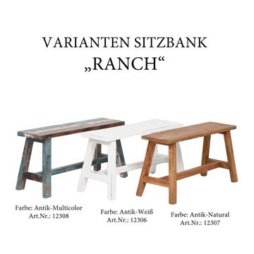 LebensWohnArt Sitzbank Sitzbank RANCH Antik-Multicolor Mahagoni ca. L90cm