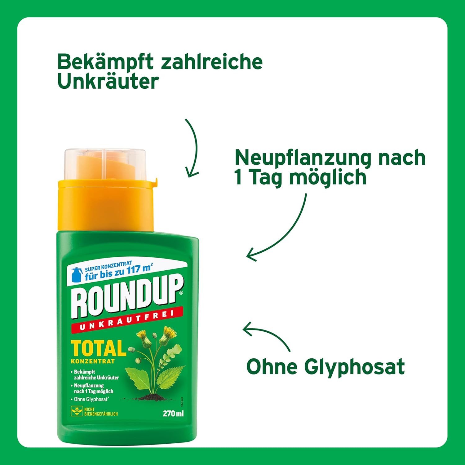 Substral Unkrautbekämpfungsmittel Roundup Total Konzentrat 270 ml Unkrautfrei Unkrautvernichter