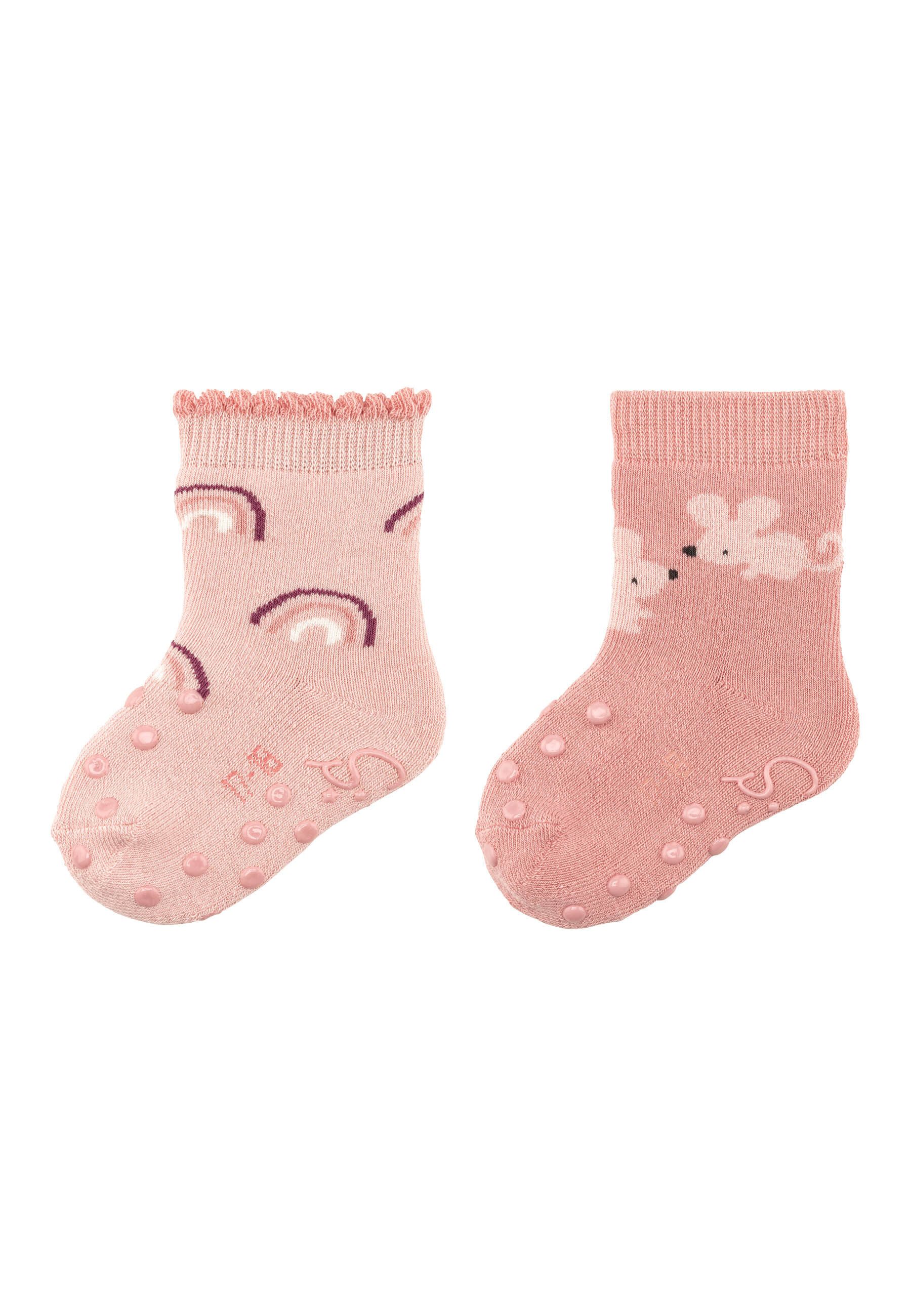 Basicsocken ABS Krabbelsocken Regenbogen, 2er-Pack