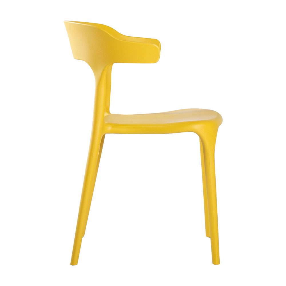 Lüllmann Besucherstuhl Stapelbarer Designstuhl mit Armlehnen, Farbe sonnengelb (1, 1 St), Designerstuhl aus Kunststoff, robust, pflegeleicht