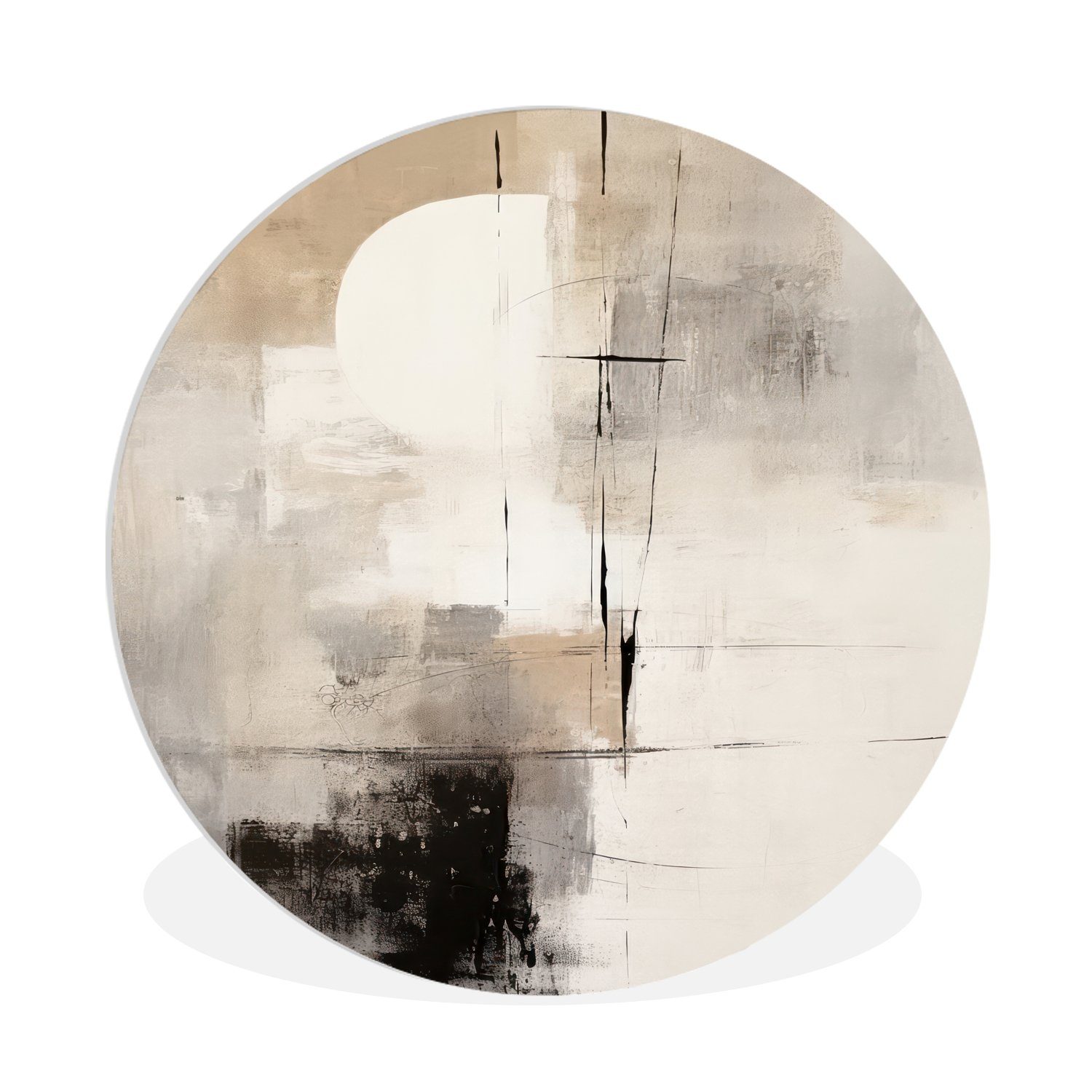 MuchoWow Gemälde Abstrakt - Kunst - Grau, Fotodruck (1 St), Kreis Wanddekor günstig online kaufen