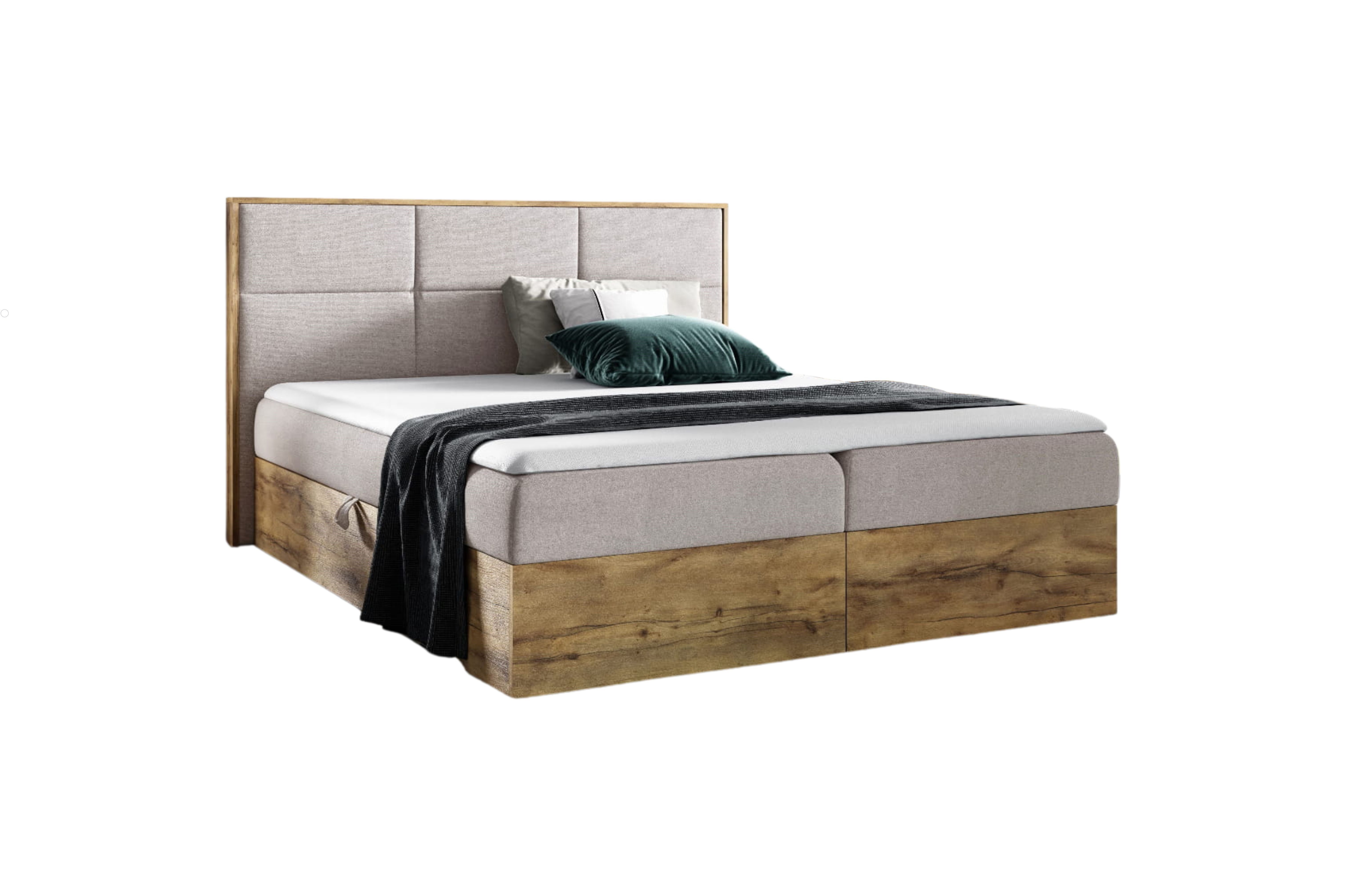 yourhouse24 Boxbett Wood II mit 2 Bettkästen, Doppelbett mit Bonell-Matratze + Topper