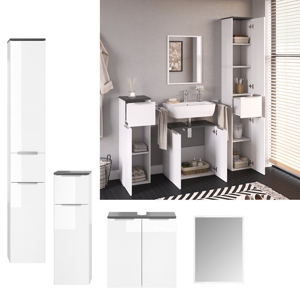 Vicco Badmöbel-Set Otis, Weiß, 4 Teile, günstig online kaufen