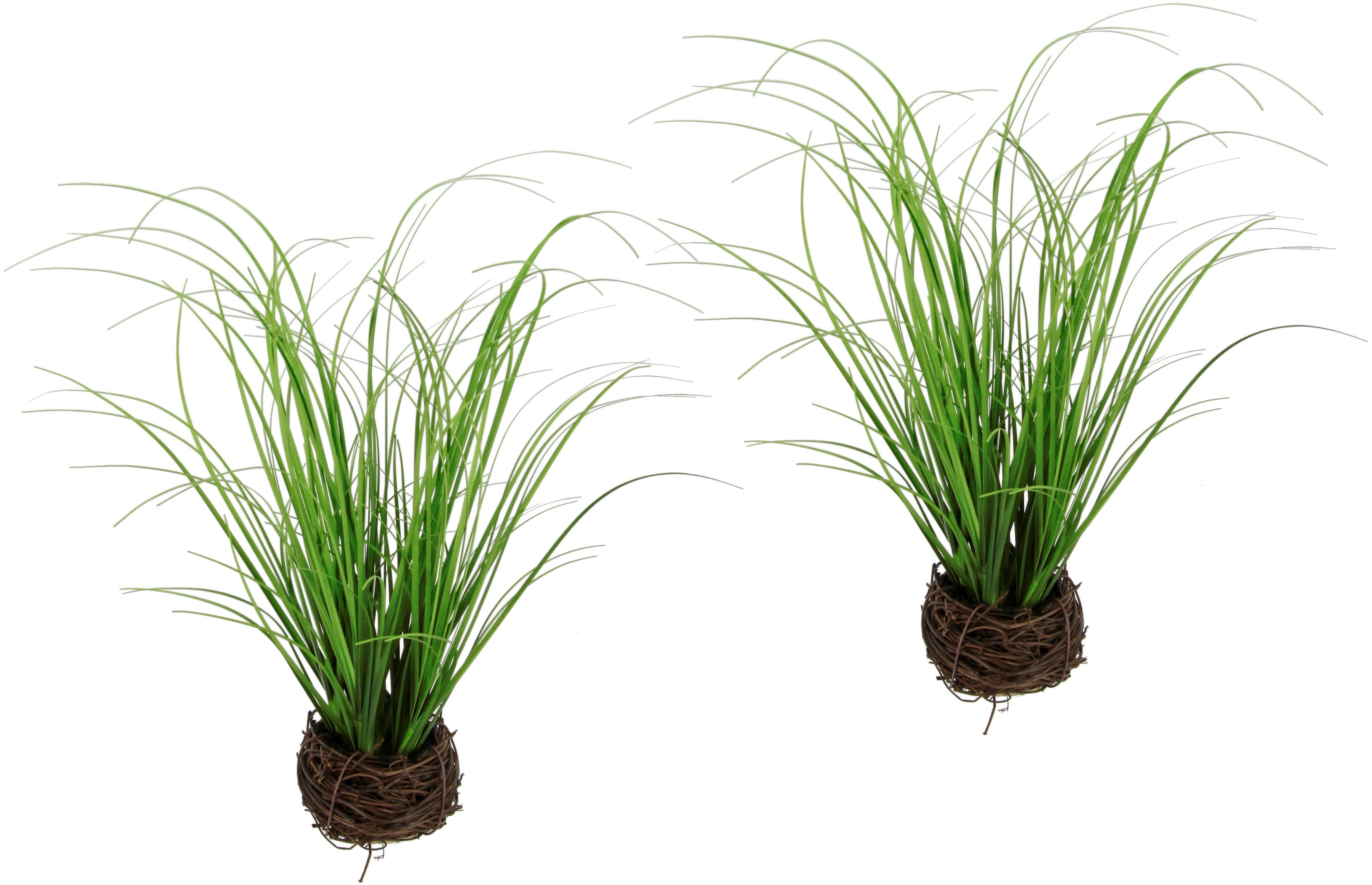 Kunstpflanze Gras im Reisig, I.GE.A., Höhe 30 cm, Künstlicher Grasbusch, 2er Set