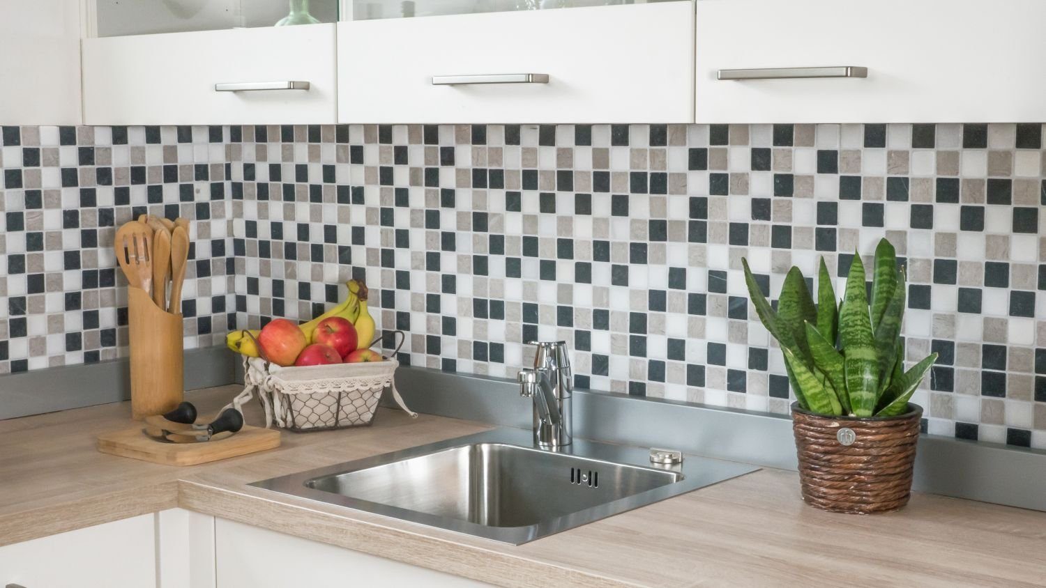 Mosani Mosaikfliesen Marmor Mosaik Fliese Naturstein beige grau schwarz Wand