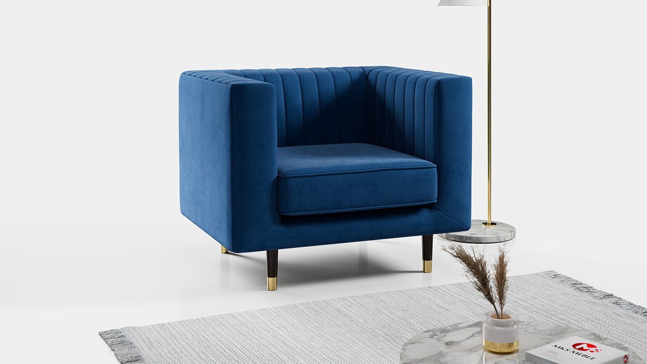MKS MÖBEL Sofa Elmo, moderner Stil, exklusiver Look blau kronos