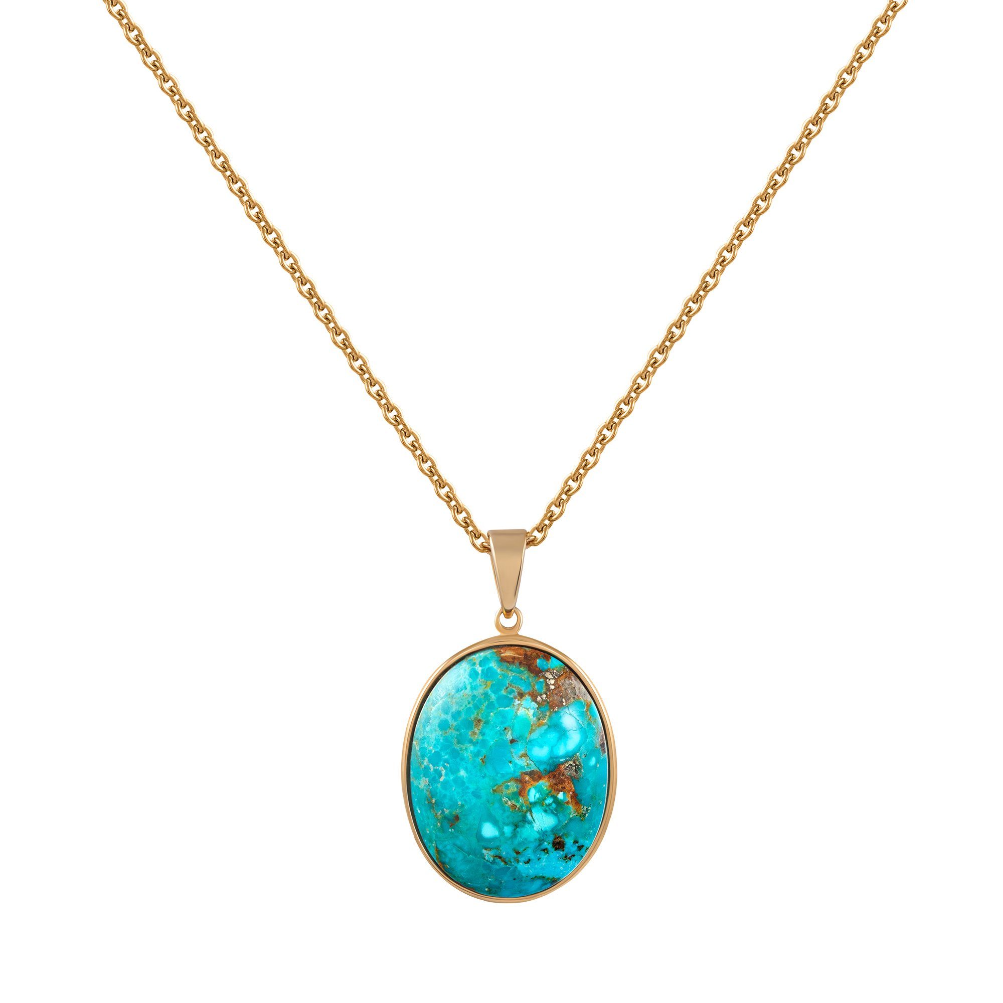 Zeeme Kette mit Anhänger Silber 925 vergoldet 42+5cm lang mit rek. Türkis günstig online kaufen