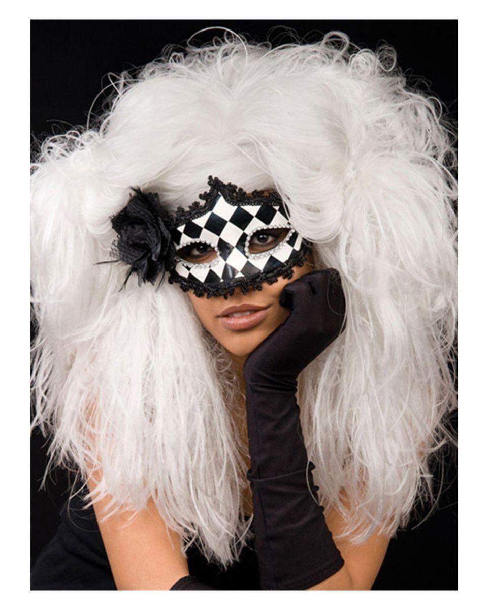 Horror-Shop Kostüm-Perücke Weiße Venezia Barock Perücke für den Maskenball &
