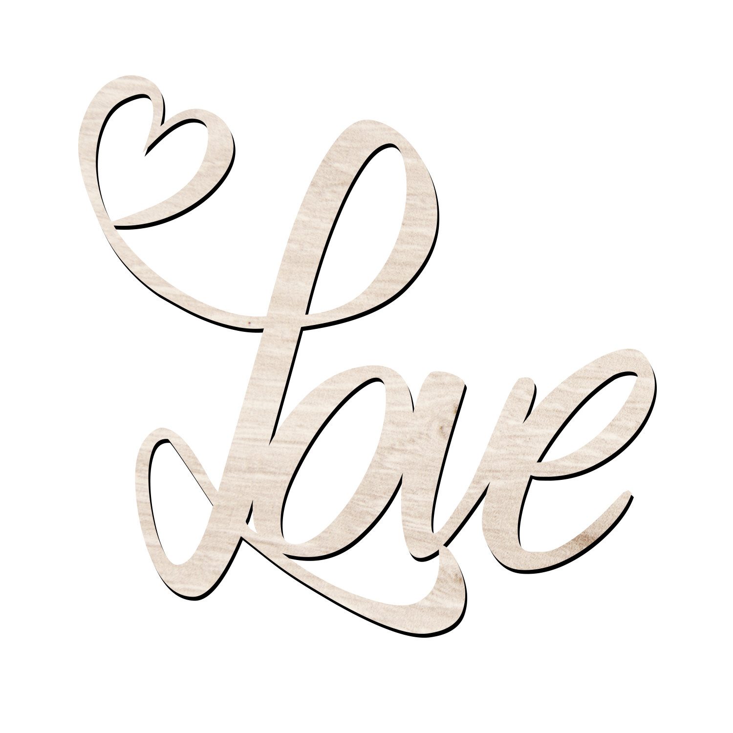 Namofactur 3D-Wandtattoo Holz Wandbild Schriftzug 'Love', Herz Wanddeko Liebe Wandgestaltung für dein Wohnzimmer / Schlafzimmer