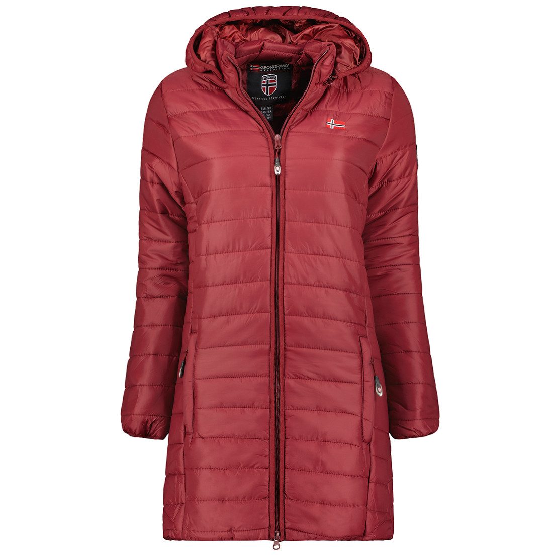 Geographical Norway Steppmantel Hochwertige Outdoorjacke ATIKA HOOD LONG (1-tlg) Outdoor Steppjacke Parka Lange Mit Kapuzenjacke Steppmantel
