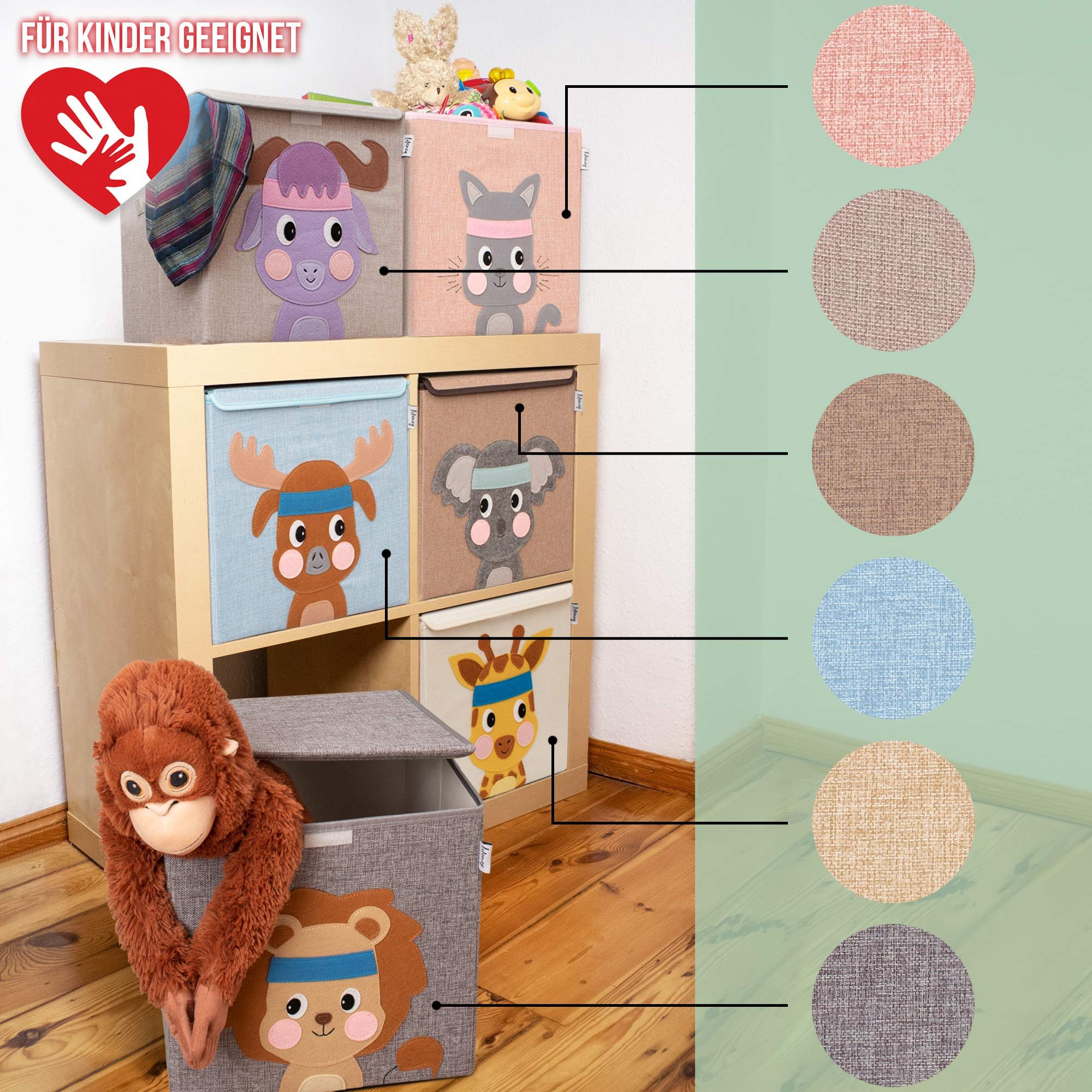 Lifeney Aufbewahrungsbox Faltbare Aufbewahrungsbox mit Deckel, Rosa, für Würfelregale, Ideal für Kinderzimmer, Spielzeugaufbewahrung, platzsparend