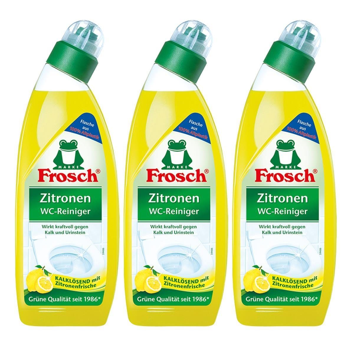 3x Frosch Zitronen WC-Reiniger 750 ml - Kalklösend mit Zitrone WC-Reiniger