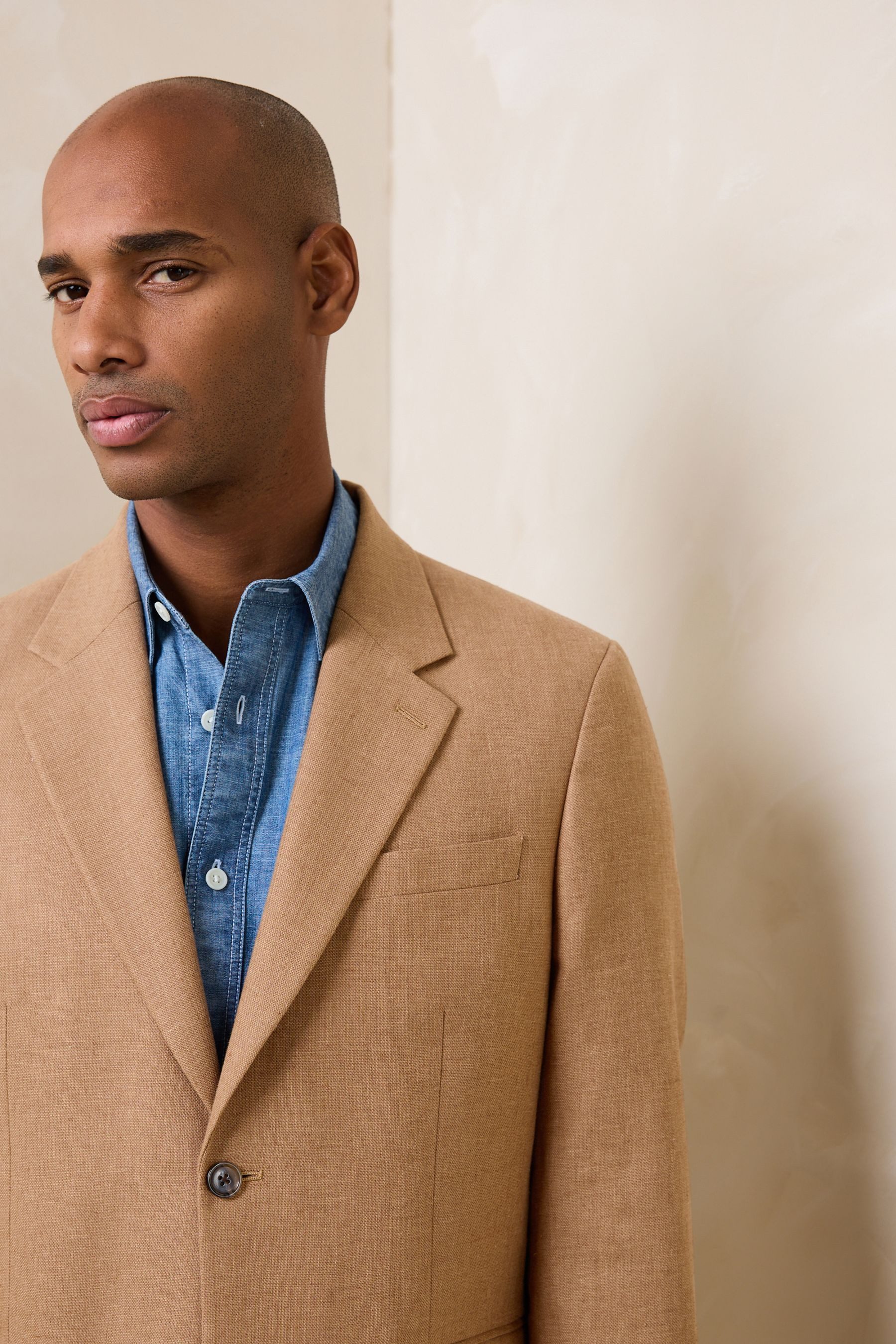 Next Anzugsakko Strukturiertes Tailored Fit Anzugsakko, Leinenmix (1-tlg) – Bild 5 von 5