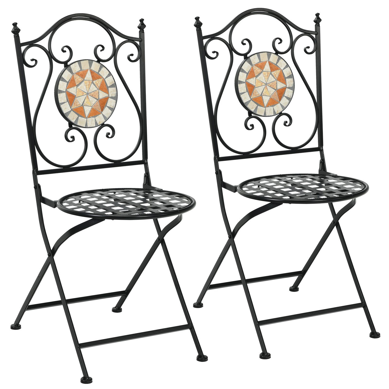 COSTWAY Klappstuhl »2er Set Mosaik-Stühle Gartenstuhl Balkon Stühle«, aus  Metall mit Rückenlehne & Solider Eisenrahmen, im Retro-Stil für  GartenTerrasse Wohnzimmer online kaufen | OTTO